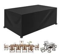 XUEQXUE Funda Muebles Exterior Impermeable 80 x 410 x 80 cm Tela Oxford 420D, Anti Viento, Anti UV, Funda para Tablero de Mesa Impermeable, para Sofá Cubre Mesa y Sillas Exterior, Negro