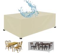 XUEQXUE Funda Protectora Mesa Exterior 120 x 400 x 120 cm Anti-UV, a Prueba de Polvo y Viento, Funda Mesa Jardin Cubo 420D Oxford, para Mesa y Sillas Exterior Jardin Terraza, Beige