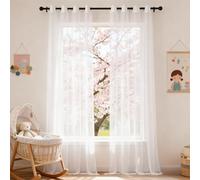 XUEQXUE Visillos Dormitorio 85 x 190 cm Monocolor, Fácil de Limpiar y sin Arrugas Cortina Ventana Visillos Salon para Sala Cuarto Dormitorio Comedor Cocina Salón, Blanco