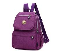 XUEREY Bolso pequeño de nailon para mujer, bolso de hombro, informal, con múltiples bolsillos, casual, impermeable, de nailon, para viajes, escuela, mochila para ordenador portátil, color Morado,
