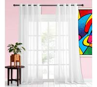 XUEXIAOH Cortina de Gasa 370 x 280 cm Translucida Cortinas Semi Opacas Monocolo para Cortinados Ventana para Decoracion Dormitorio, Cocina, Blanco