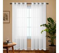 XUEXIAOH Cortinas Ojales 440 x 140 cm con Ojales Cortinas Salon Translucidas con Suaves para Salon Habitacion Infantil Comedor, Blanco