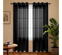 XUEXIAOH Cortinas Ojales 440 x 340 cm con Ojales Cortinas Salon Translucidas con Suaves para Salon Habitacion Infantil Comedor, Negro