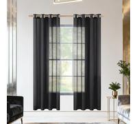 XUEXIAOH Cortinas Transparentes 440 x 290 cm Translucido Cortinas Cortas Modernas para Ventanas de Habitacion Infantiles Niños, Negro