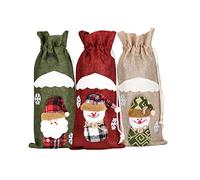 XUEYEGONGJI Cubiertas de Botellas de Vino de Navidad Santa Claus Snow Man Bag Lindo Regalo para la Mesa Decoración de Año Nuevo 3 PPC Cubiertas de Botellas de Navidad