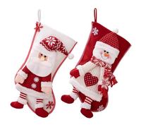 XUEYEGONGJI Medias de Navidad 2 pcs 16.5 Pulgadas Lindas Santa ＆ Manituras de muñeco de Nieve con Bolsas de muñecas de Regalo de Cuerda Colgante para la decoración de Favor de la Fiesta