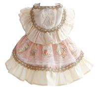 XUEYEGONGJI Vestidos de Perro Lindo algodón Lolita Encaje Arco para Perro Princesa Vestida de Abrigo Lindo Trajes de Verano para Perros pequeños Gato, Ropa de Conejo