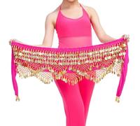 XUEZHEN Danza Del Vientre,PañUelo Danza Del Vientre Cadena for el vientre mujer, elegante cadena de terciopelo danza del, con monedas y cordones, bailar(Rose Red)