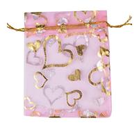 XUFXEUT 50 unids/Lote Bolsa de Organza con cordón para joyería Luna Estrella Regalos Bolsas para Boda Navidad Fiesta Dulces joyería Embalaje-Rosa,9x12cm