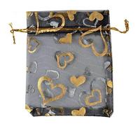 XUFXEUT 50 unids/Lote Bolsa de Organza con cordón para joyería Luna Estrella Regalos Bolsas para Boda Fiesta de Navidad Dulces joyería Embalaje-Negro,9x12cm