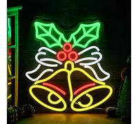 Xuhal Letrero de neón de campana de Navidad, luces de neón LED, letrero USB para pared, decoración de sala de estar, fiesta de Navidad, hogar, dormitorio, oficina
