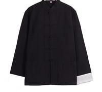 XUHCLY Traje de Hombre Mujeres Estilo ChinoTang Artes Marciales Tradicionales,Uniforme para Kung Fu Tai Chi Wu Shu Cuello Alto Suelto Camisa de Manga Larga(Size:175/XL,Color:Negro-A)