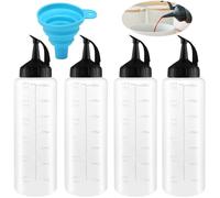 XUHN Botella De Salsa De Plástico 4 Piezas 350ml Dispensador De Botellas Exprimible Con Tapas Squeeze Bottle Biberone Cocina De Condimentos Para Mostaza, Mayonesa, Aceite De Oliva, Con Embudo