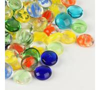 XUIIOSOOKP 800 g (Aprox. 200 Pcs) Piedras Decorativas de Colores, Canicas de Cristal Planas Coloridas, Piedras y Cristales para Manualidades Jarrones Jardín Acuarios Decoracion
