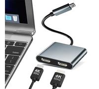 XUJAIOLQP Adaptador USB C a HDMI dual, adaptador USB tipo C a HDMI de doble monitor, concentrador USB C con 2 estaciones de acoplamiento HDMI 4K a 60 Hz para laptop HP/Dell/Surface/Lenovo/Thinkpad