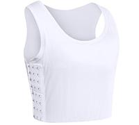XUJI Tomboy Transgénder FTM Chest Binder- Banda de pecho transpirable de algodón con banda de goma para mujer (Blanco, L)