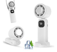 XUJMK Ventilador de Mano-Mini Ventilador Portatil con Efecto Refrescante de Copo de Nieve,Pequeño de 5 Ventiladores, Ajustable, Plegable, con Base, Adecuado Para Hogar, Viajes al Aire Libre