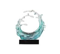 XUJUAN-0227 Escultura Feng Shui Adorno Transparente Abstracto de Onda for Sala Estar, Escritorio, decoración Creativa Lujo, Minimalista y Moderno