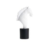 XUJUAN-0227 Escultura Feng Shui Adornos de Cabeza Caballo con Arte Abstracto, luz Blanca y Negra, Lujo, un Toque Moderno, for Entrada, Sala Estar, Estudio, decoración(Blanco)