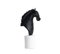 XUJUAN-0227 Escultura Feng Shui Adornos de Cabeza Caballo con Arte Abstracto, luz Blanca y Negra, Lujo, un Toque Moderno, for Entrada, Sala Estar, Estudio, decoración(Negro)