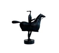 XUJUAN-0227 Escultura Feng Shui Escultura Abstracta de Caballo y Jinete, Estatua Arte Metal Moderno con Base, Figura Decorativa contemporánea for el hogar