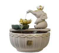 XUJUAN-0227 Fuente de Mesa Escultura de Elefante, Fuente de Escritorio, Sistema de Agua Interior, Paisaje, Adornos de Agua circulante, paisajismo de Escritorio Decoración de Regalo(Blanco)