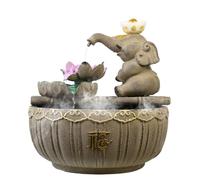 XUJUAN-0227 Fuente de Mesa Escultura de Elefante, Fuente de Escritorio, Sistema de Agua Interior, Paisaje, Adornos de Agua circulante, paisajismo de Escritorio Decoración de Regalo(Bruin)