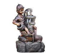 XUJUAN-0227 Fuente de Mesa Fuente pequeña de Resina de imitación de Cobre Que alimenta a los Patos y recircula Agua, Adornos de Estilo Europeo. Decoración de Regalo