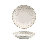 XUJUAN-0227 Plato de comedor de cerámica para el hogar, vajilla blanca, para restaurante, cocina, plato redondo de comedor, cena, ensalada, postre, plato profundo, plato plano (B,002)