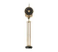 XUJUAN-0227 Reloj de Abuelo Base silenciosa del Cuarzo Reloj Derecho Piso Metal for el Chalet y la Oficina(Negro)