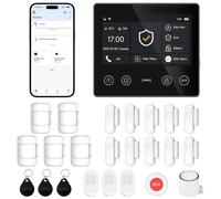 XUK Alarmas para Casa 4G + WiFi, Kit Alarma Casa Sin Cuotas ni Suscripción | Pantalla táctil de 4,3", detectores de apertura y movimiento incluidos, app Tuya Smart, compatible con Alexa y Google