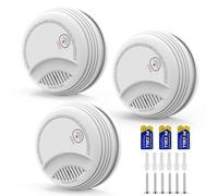 XUK Lote de 3 Detector de Humo - Alarma contra Incendios con Pila de 9V Reemplazable, Advertencia de Batería Baja, 85 dB, Sin Falsas Alarmas, Botón de Prueba y Silencio, EN14604 (Juego de 3 Unidades)