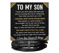 Xukaenus Pulsera con texto en inglés «To My Son From Mom, Love You Forever Son Gift From Dad», pulsera sentimental para hombre con tarjeta de mensaje para hijos, Navidad, graduación, boda, regalo de