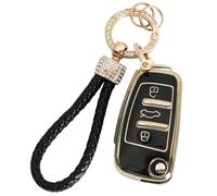 XUKEY Estuche para Llave de Coche para Audi A1 A3 Q2 Q3, 3 Botones Estuche para Llave de Coche de Silicona TPU con Llavero, Cubierta de Llave con DON'T TOUCH MY KEY Reunión