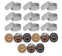 XUKZIMA 9 Piezas Tarros de Aluminio Vacíos con Tapa de Rosca, Redondo, Contenedor de Cosméticos y Cosmética, Cremas, Caja de Almacenaje, con 9 Etiquetas (15 gramos) (Plata)