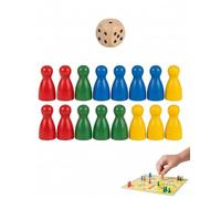 XUKZIMA Juego de Ludo Premium Madera Maciza | Set Completo con 16 Figuras 3D y 1 Dado | Clásico Familiar Interactivo para Niños y Adultos | Desarrolla Estrategia y Habilidades