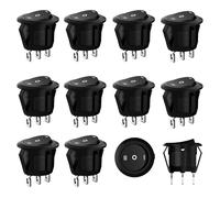 XULEGGNK 10 interruptores redondos de 3 posiciones, interruptor basculante redondo, mini interruptor basculante, para electrodomésticos, motocicletas, barcos, etc. 6 A/250 V, 10 A/125 V, 3 pines y 3