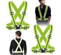 XULIDEONG Chaleco Reflectante, Chaleco de Seguridad Ajustable, Reflectantes para Seguridad, Tirantes Reflectantes para Mujer y Hombre, Alta Visibilidad, para Ciclismo y Carrera Nocturna (Verde)