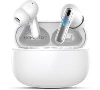 XuLinSe Auriculares Inalámbricos Bluetooth 5.4 con Reducción de Ruido, Estéreo 3D HiFi, Auriculares Bluetooth Inalámbricos, IPX7 Impermeables Deportivos (Marfil)