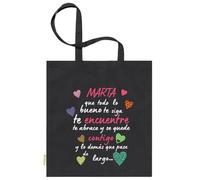 xulisimo Bolsa tote bag negra personalizada con asas largas de algodón 100% | Bolsa reutilizable y ligera para regalo, compras, eventos, detalles originales, Diseño frases (Que todo lo bueno te siga)
