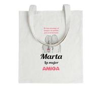 xulisimo Bolsa tote bag personalizada con asas largas de algodón 100% Bolsa reutilizable y ligera para regalo, compras, eventos, detalles originales, mujeres,amigas (La mejor amiga)