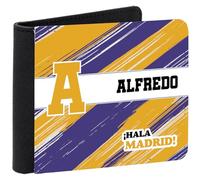 xulisimo Cartera Monedero Futbol. Polipiel con Monedero Interior. Cierre a Presión, 3 Ranuras para Tarjetas, Compartimento para Billetes. Diseño Personalizado con Caja de Regalo. (Madrid)