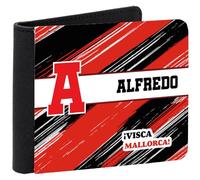 xulisimo Cartera Monedero Futbol. Polipiel con Monedero Interior. Cierre a Presión, 3 Ranuras para Tarjetas, Compartimento para Billetes. Diseño Personalizado con Caja de Regalo. (Mallorca)