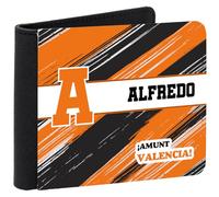 xulisimo Cartera Monedero Futbol. Polipiel con Monedero Interior. Cierre a Presión, 3 Ranuras para Tarjetas, Compartimento para Billetes. Diseño Personalizado con Caja de Regalo. (Valencia)