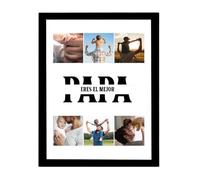 xulisimo Lamina Personalizada Día del Padre. Cuadro con foto personalizada. Regalo Original para Papá, Decoración Hogar, Recuerdo Especial. (Frase y 6 Fotos, Marco Negro, 10x15)
