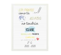 xulisimo Lámina Personalizada para Profesor, Seño, Monitor de Comedor o Entrenador, Regalo Original de Fin de Curso, regalo cuadro personalizado (18x24, Negro, Sin profes como tu)