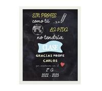 xulisimo Lámina Personalizada para Profesor, Seño, Monitor de Comedor o Entrenador, Regalo Original de Fin de Curso, regalo cuadro personalizado (21x30, Blanco, Sin profes como tu pizarra)