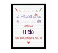 xulisimo Lámina Personalizada para Profesor, Seño, Monitor de Comedor o Entrenador, Regalo Original de Fin de Curso, regalo cuadro personalizado (13x18, Blanco, Mejor seño)