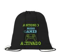 xulisimo Mochila de algodón orgánico 100% con cordones | Saco multiusos ligero y reutilizable de 38x42 cm | Ideal para adultos y niños | Mochila tipo saco para gimnasio, colegio (Modo Gamer)