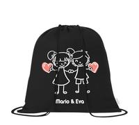 xulisimo Mochila de Algodón Orgánico con Cordones. Saco Multiusos Ligero y Reutilizable. Ideal Adultos y Niños. Mochila Tipo Saco para Gimnasio, Escuela, Viajes (Pareja de la mano)